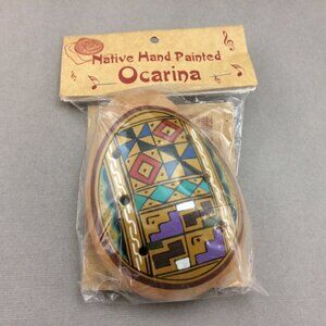 Ocarina Whistle Instrument New Handmade Painted Clay Made in Peru Fair Trade